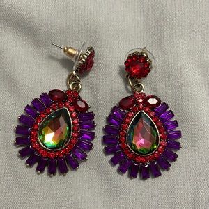 Ruby inspired dangle multicolored earrings